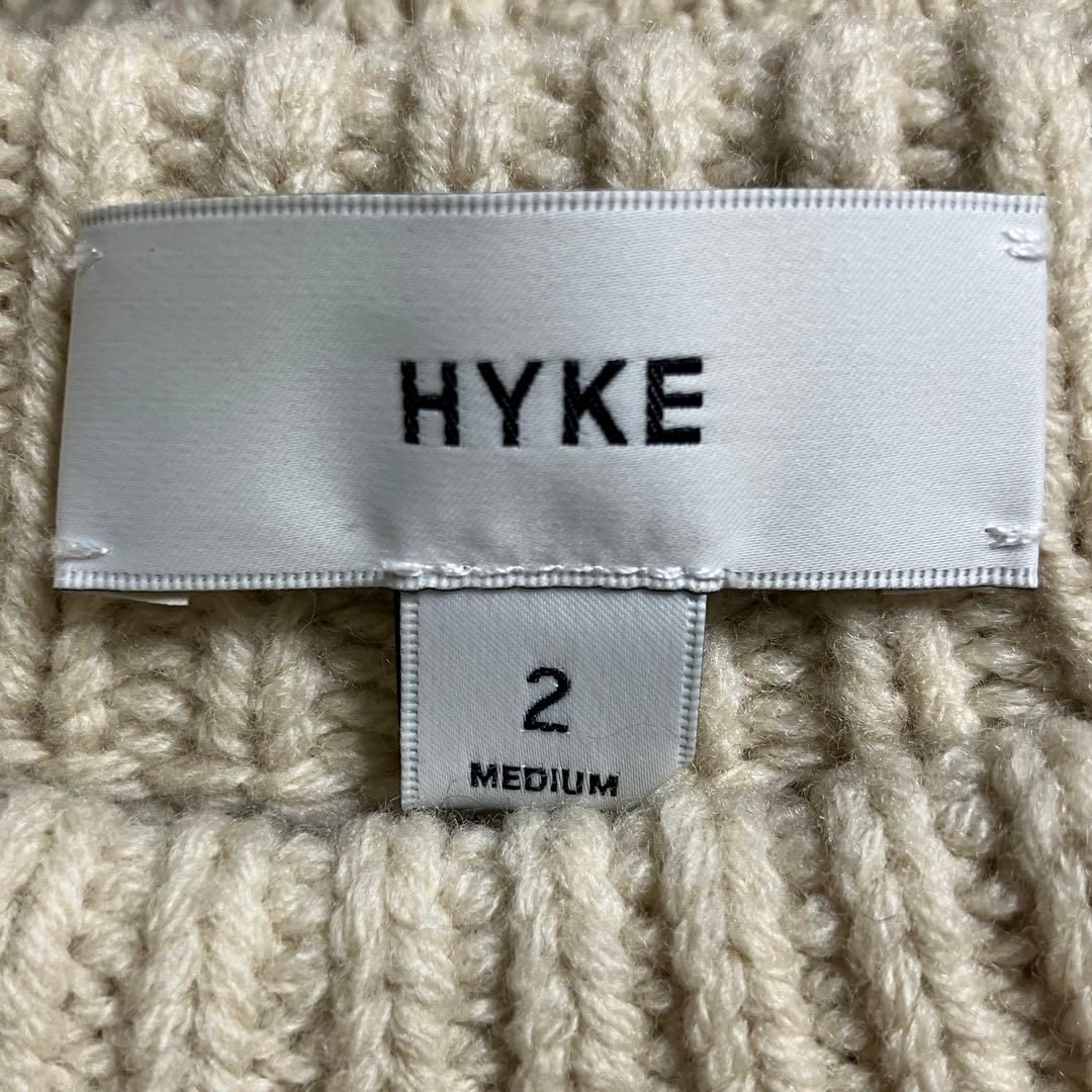 【美品✨近年モデル】HYKE 片畦編み ニット 背あき ウール100% ハイク