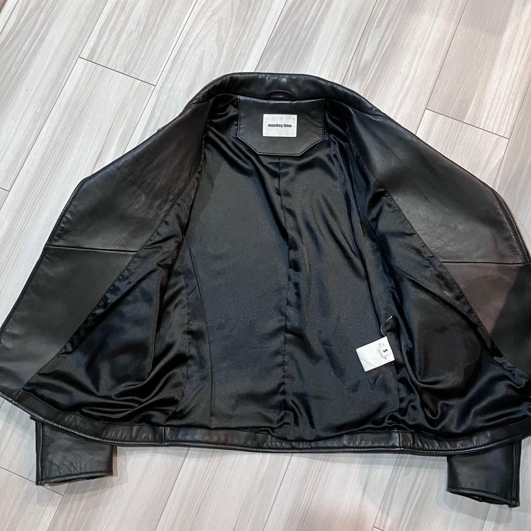 monkey time ダブルライダースジャケット　ラムレザー　Sサイズ