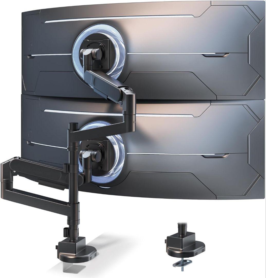 ✨️耐荷重27kg✨️ガス式デュアルモニターアーム 最大57インチ 上下左右調整