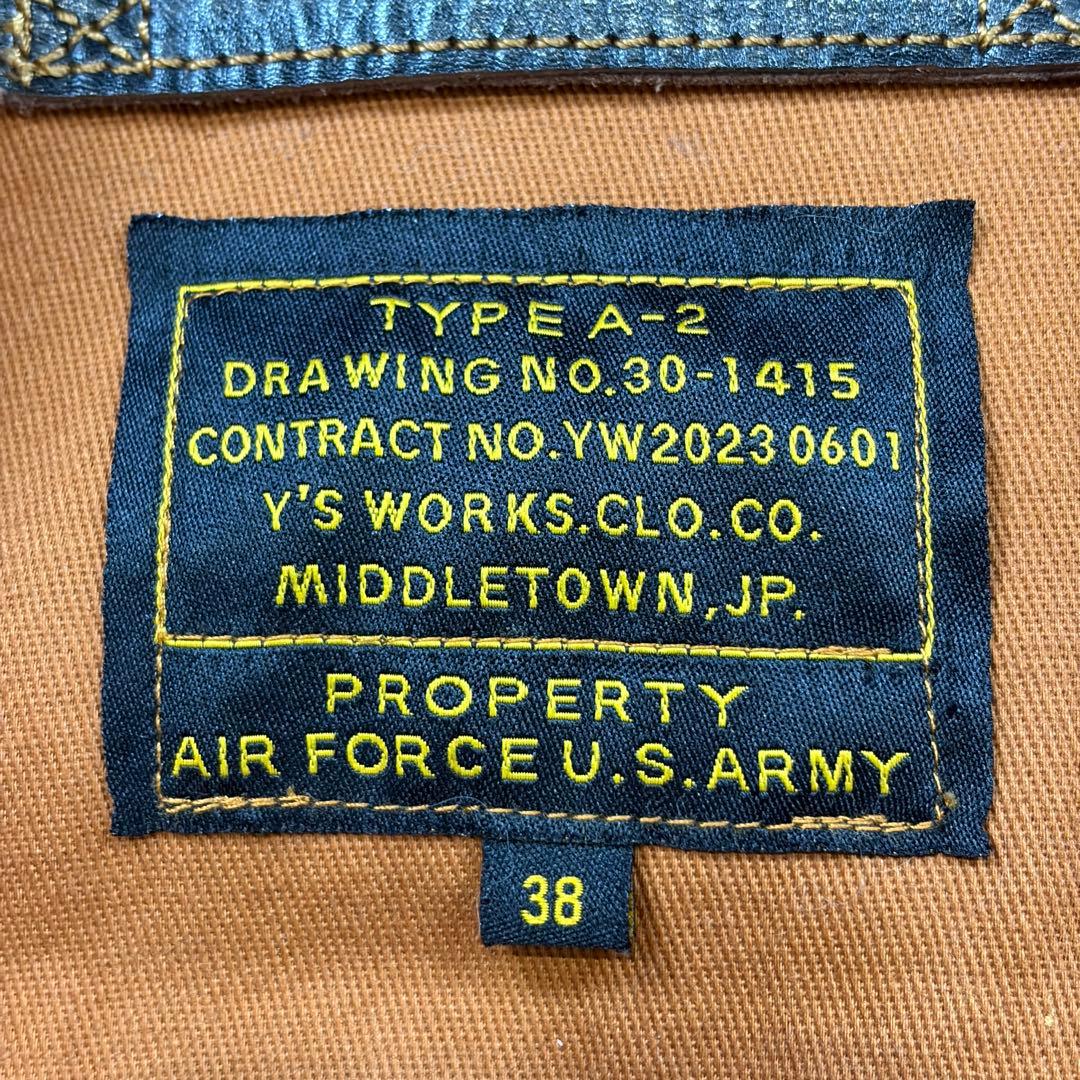 【美品】Y’s WORKS ホースハイド A-2 レザージャケット 赤リブ 38