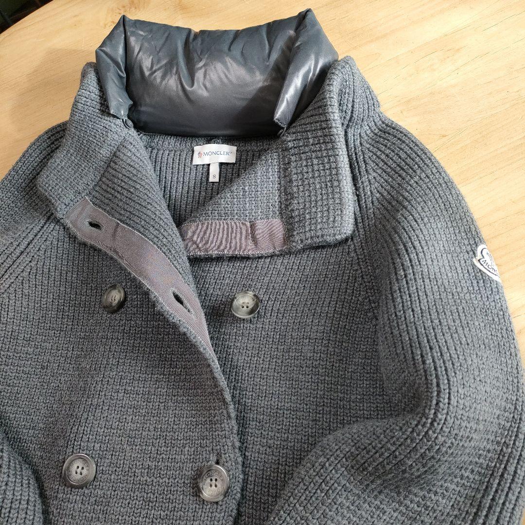 MONCLER ダブルボタンニット 襟ダウン　カーディガン　グレー