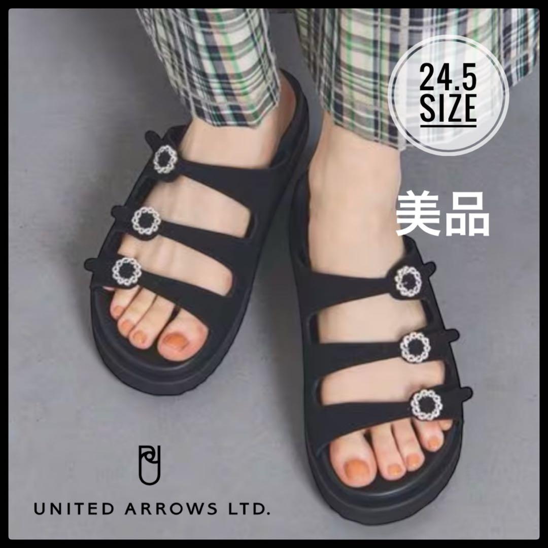 ユナイテッドアローズ 3ライン スエード ミュール サンダル 美品