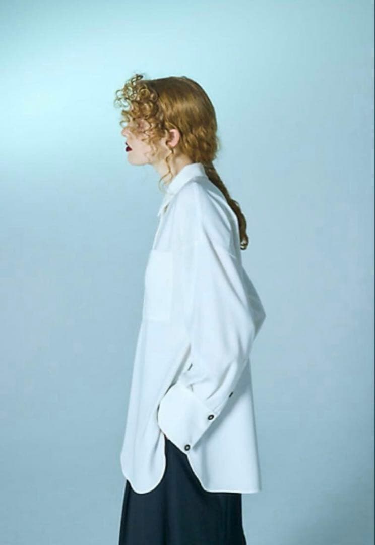 ENFOLD ドレープヘムシャツ ホワイト