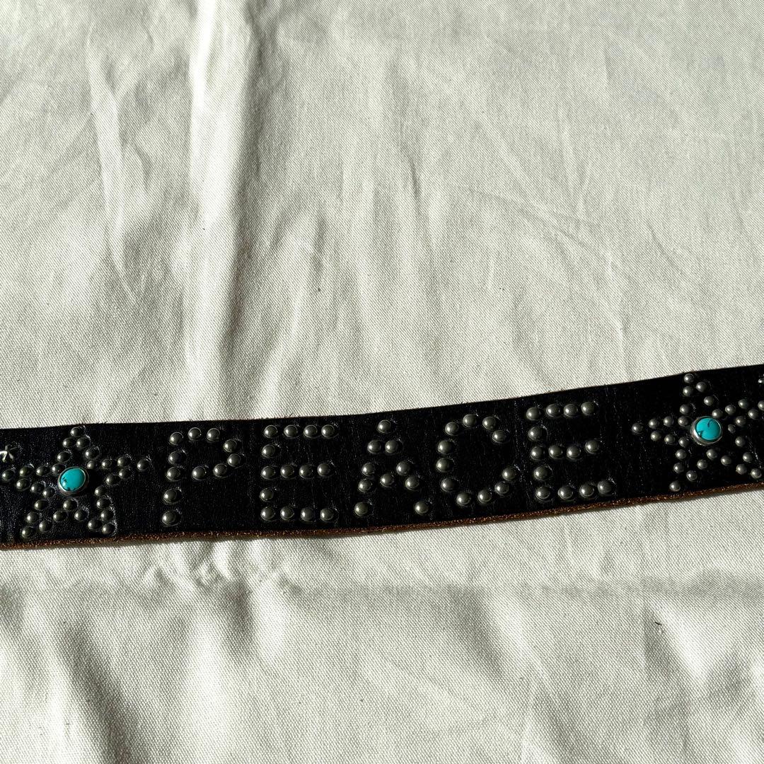 【34】美品 HTC レアPEACE 濃茶 スタッズベルト ターコイズ USA製