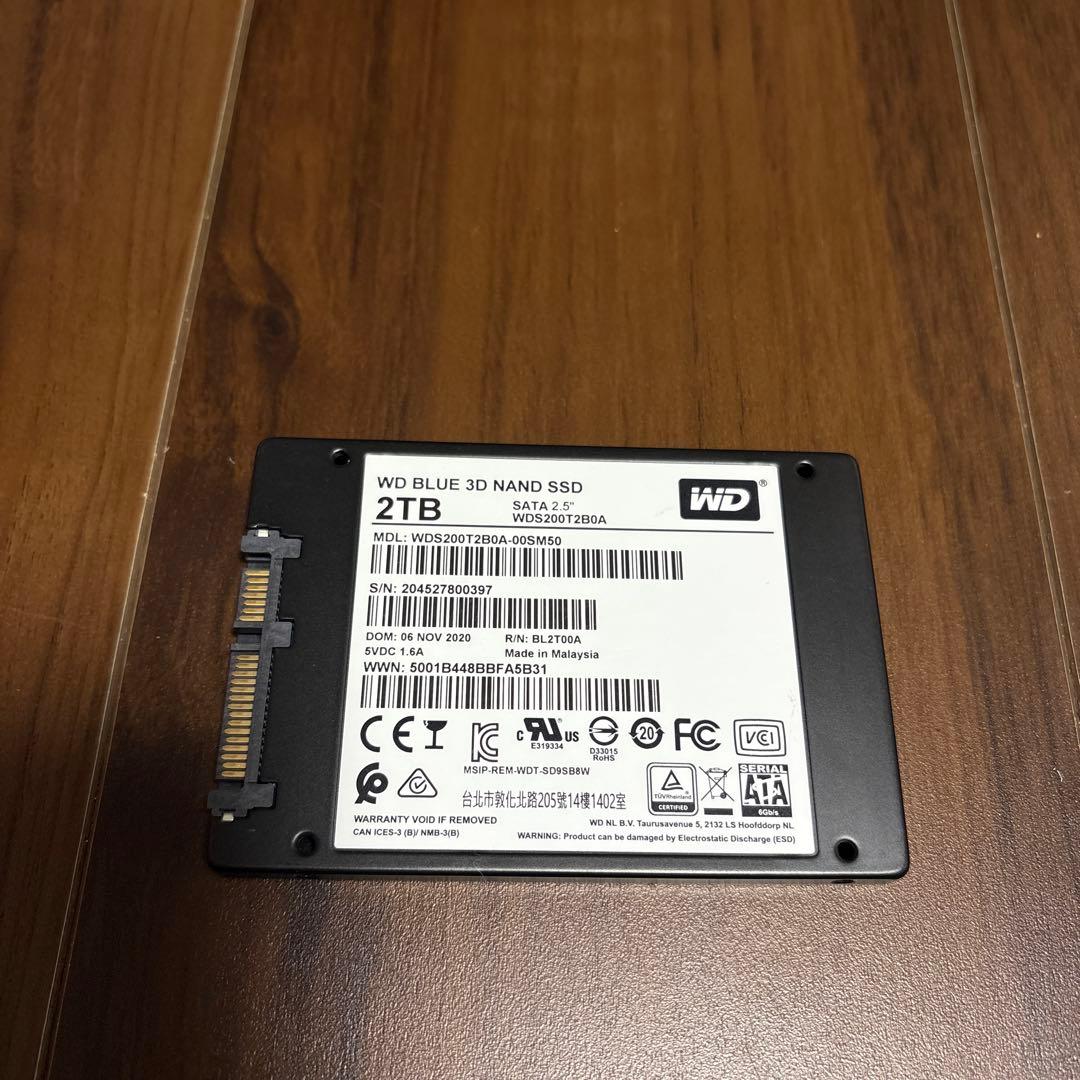 内蔵型SSD WD BLUE 3D NAND SATA SSD 2TB WDS200T2B0A