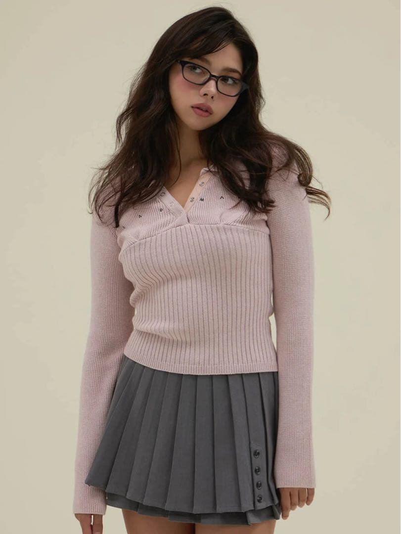 トップス ANDMARY lindsay logo tops pink