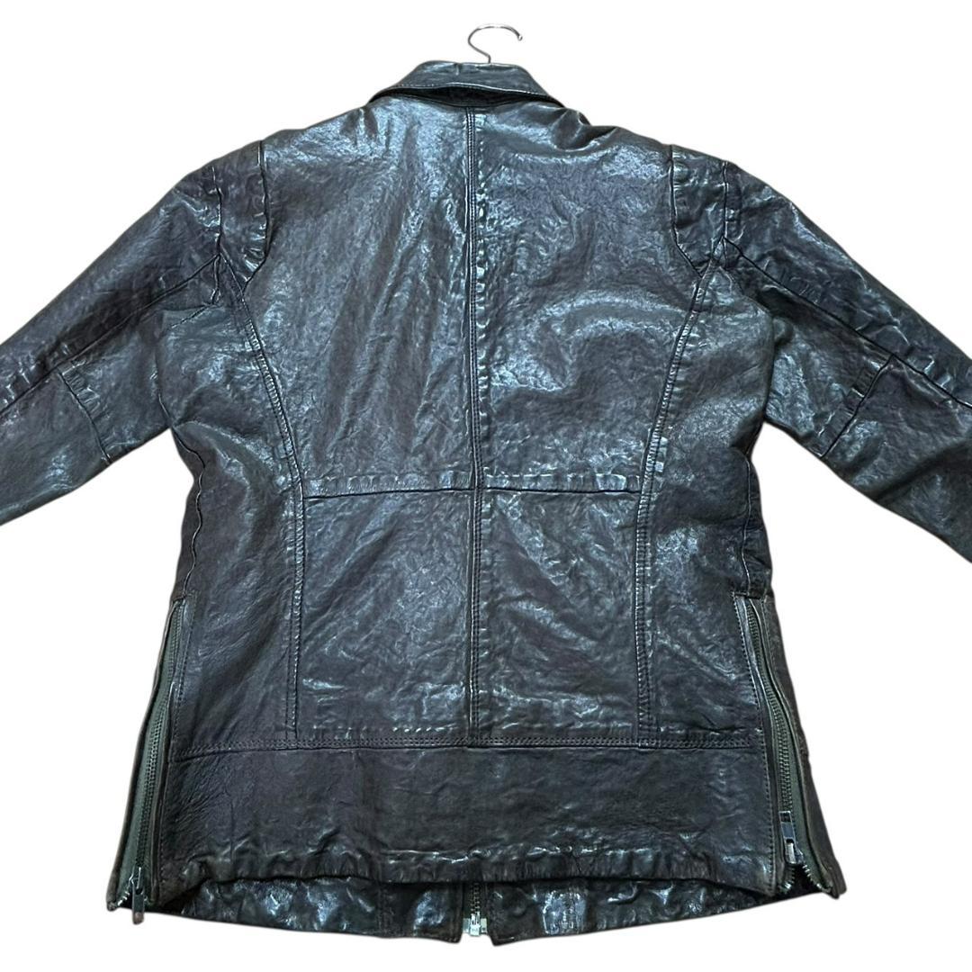 DIESEL ディーゼル レザー シングルライダース 羊革 シワ加工 S