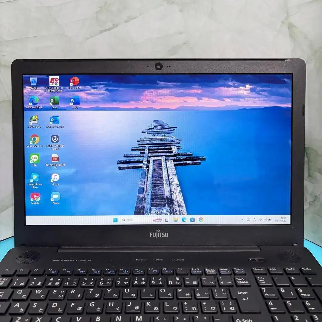 Webカメラ付‼お買い得富士通ノートPC★オフィス付！新品SSD＆メモリ8G