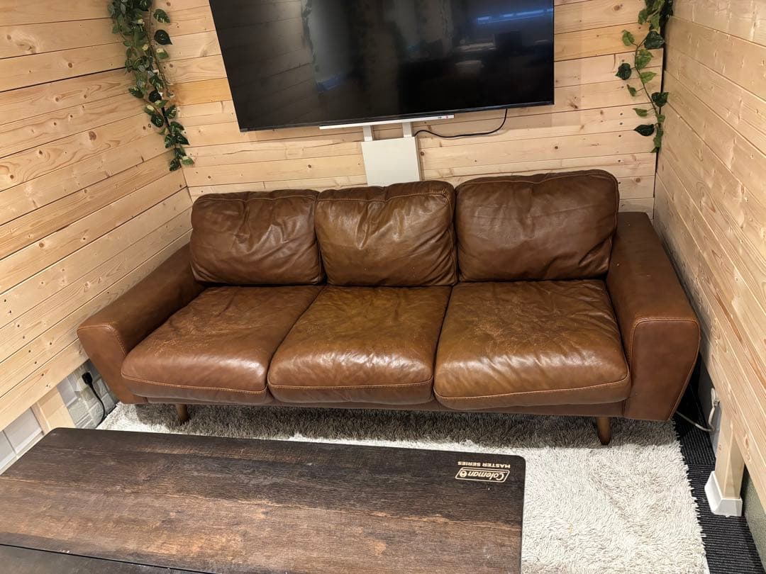 unicoブラウンレザー ソファセット　 ３人掛け２人掛け１人掛け