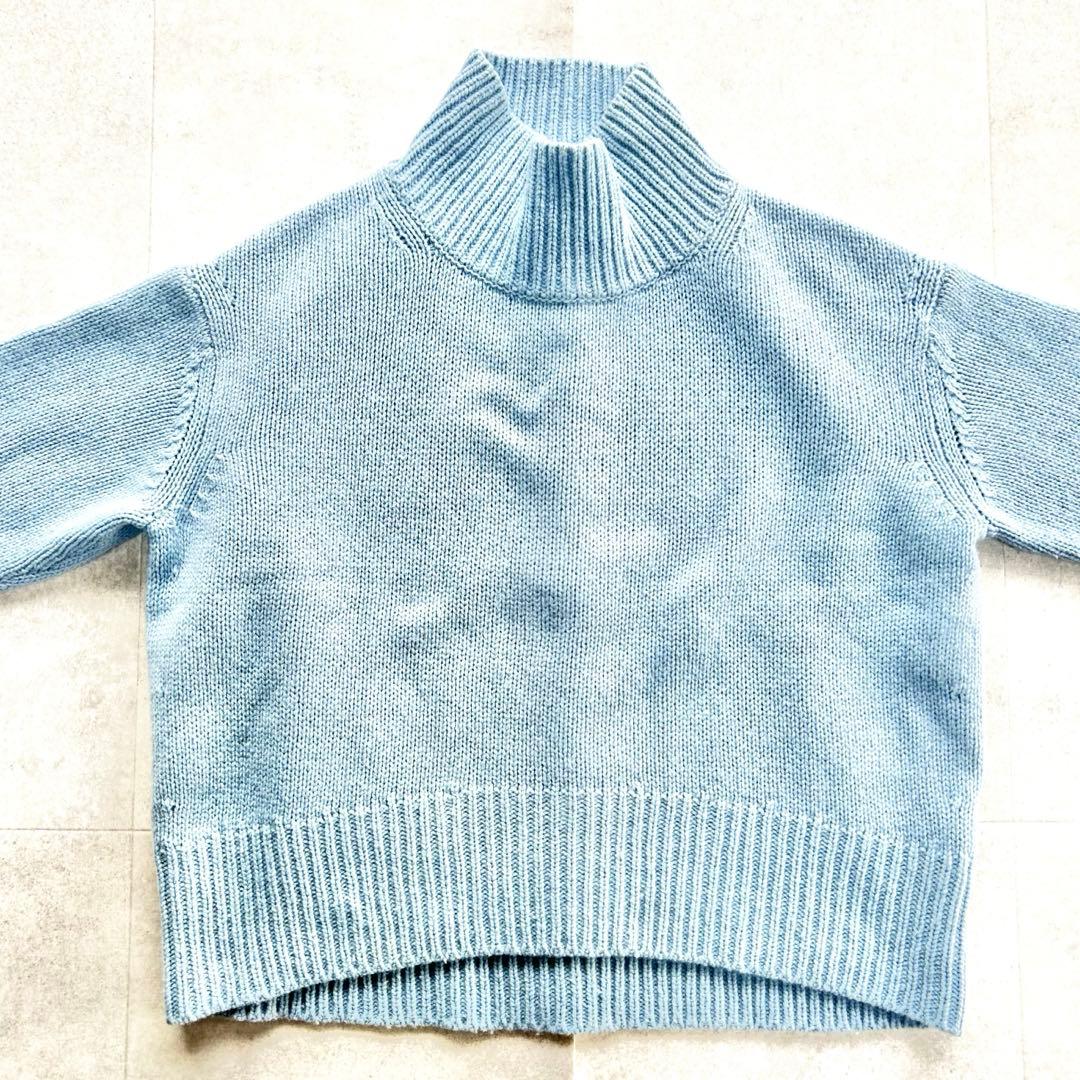 美品　ギャルリーヴィー ファインウール ハイネックプルオーバー 水色
