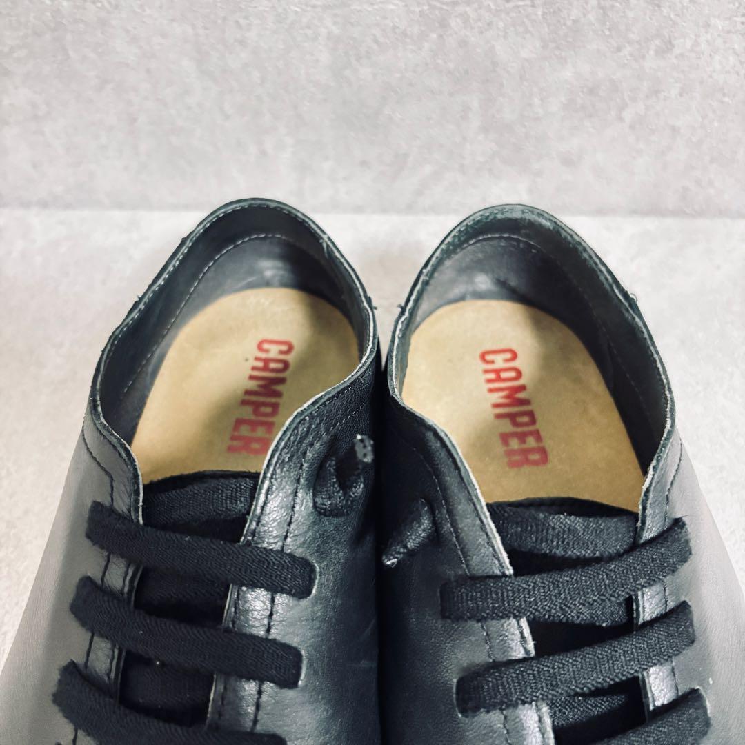 カンペール スニーカー レースアップ 黒26.5 27 レザー
