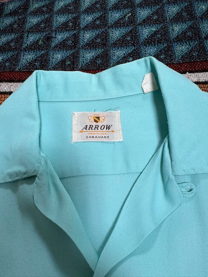 50s Arrow アロー ティファニー ブルー 盾タグ レーヨン ギャバ