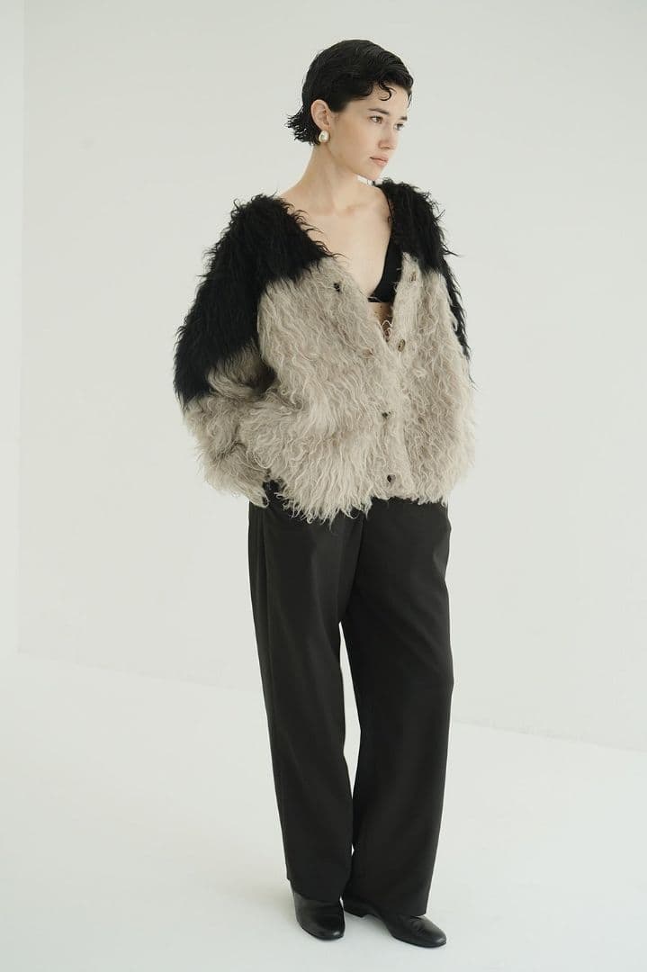 o*7様 最安値 CLANE BI COLOR SHAGGY KNIT CARD