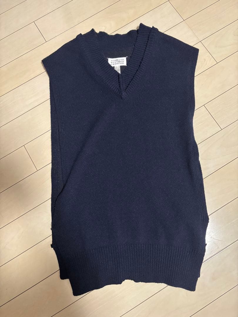 Maison Margiela マルジェラ Vネック ニットベスト ネイビー