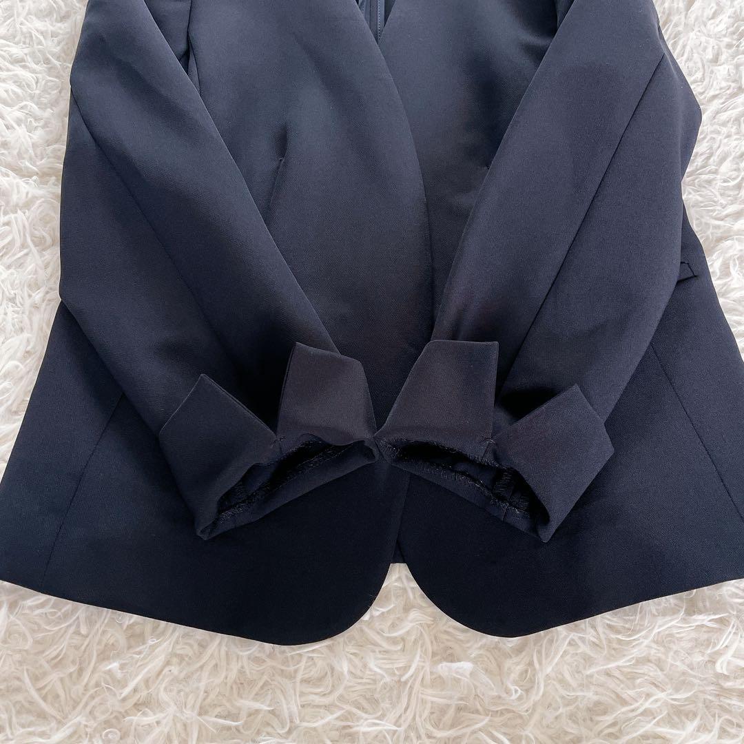 美品✨【ナチュラルビューティーベーシック】ノーカラージャケット パンツ ネイビー