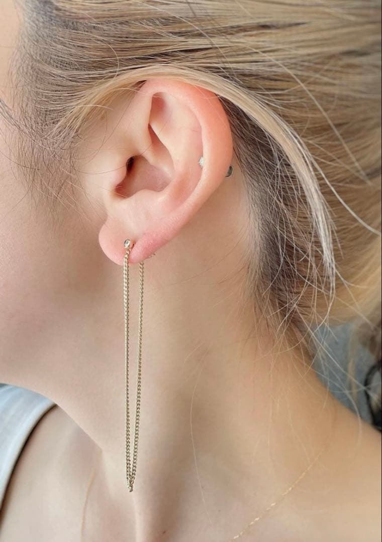 MOIXX K10ゴールド ダイヤチェーンスタイル ピアス(片耳用)