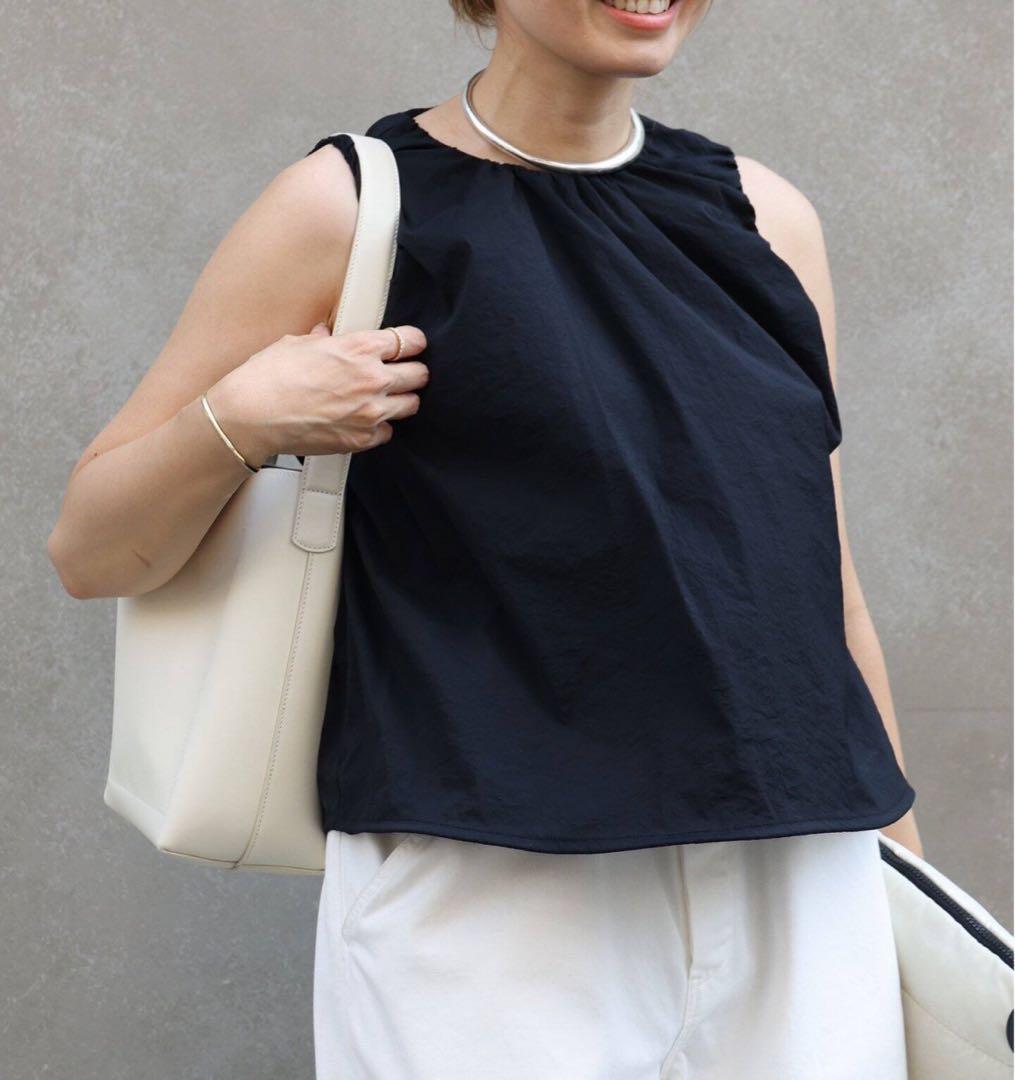 deuxieme classe celeri gather ショートトップス　黒