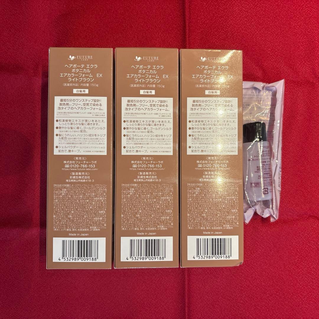 【新品】エクラ エアカラーフォーム 白髪染め 150g × 3本 おまけ付き