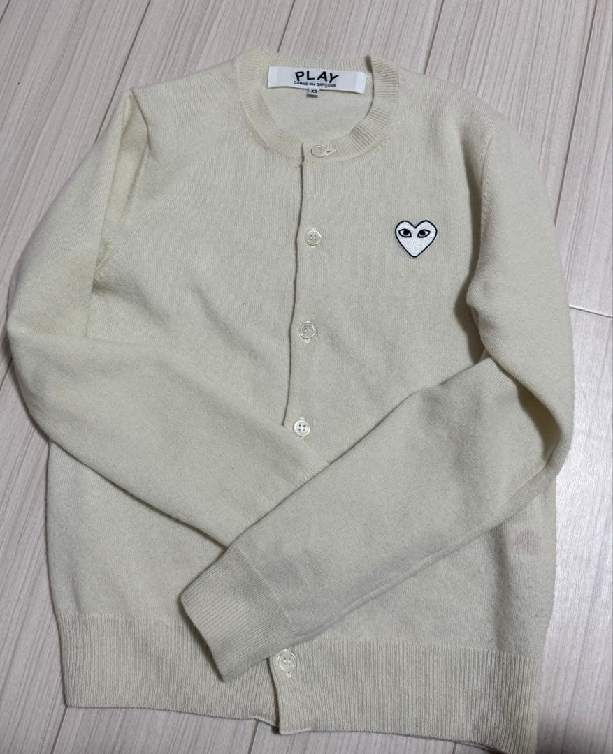 PLAY コムデギャルソン　ウール100% カーディガン XS クリーム