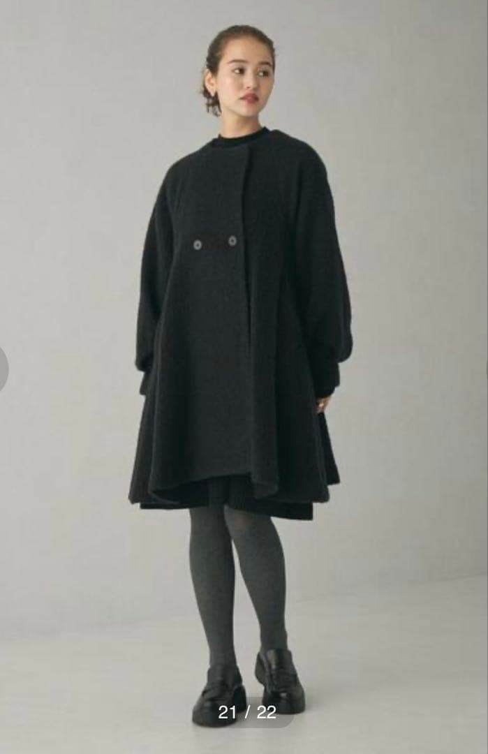 新品　＜EMMEL REFINES＞EM ノーカラーAラインシャギーコート