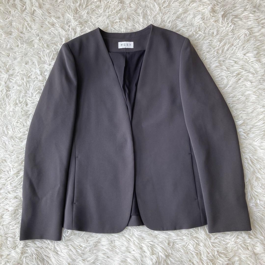 【極美品】 PLST トリアセ ノーカラーセットアップ グレー Mサイズ