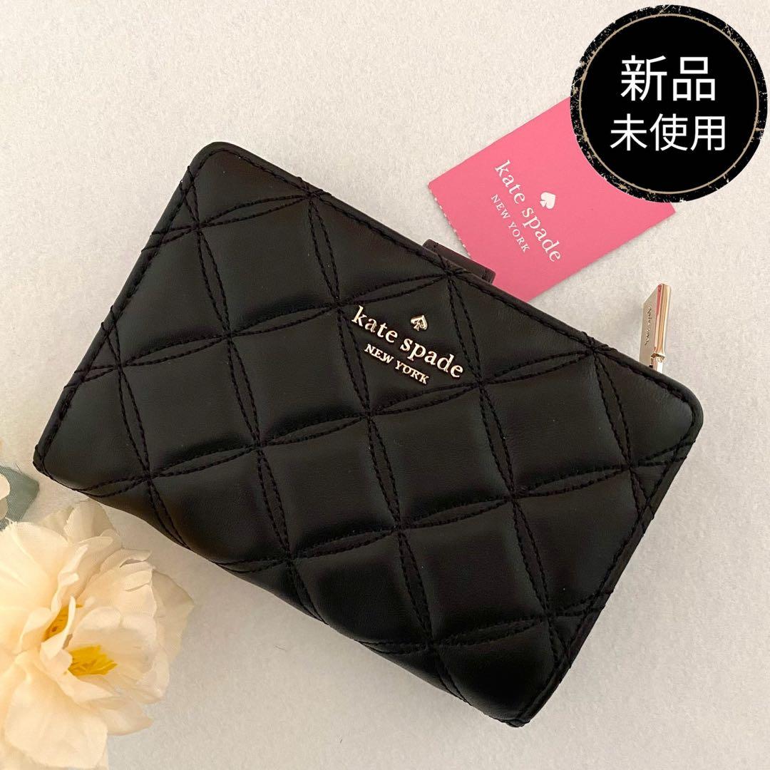 新品　正規品☆kate spade 折り財布　ブラック　レザー　二つ折り財布
