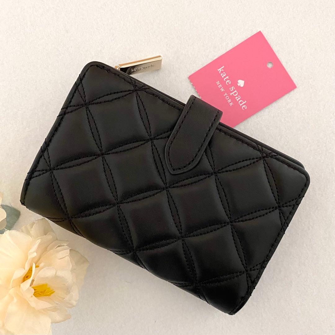 新品　正規品☆kate spade 折り財布　ブラック　レザー　二つ折り財布