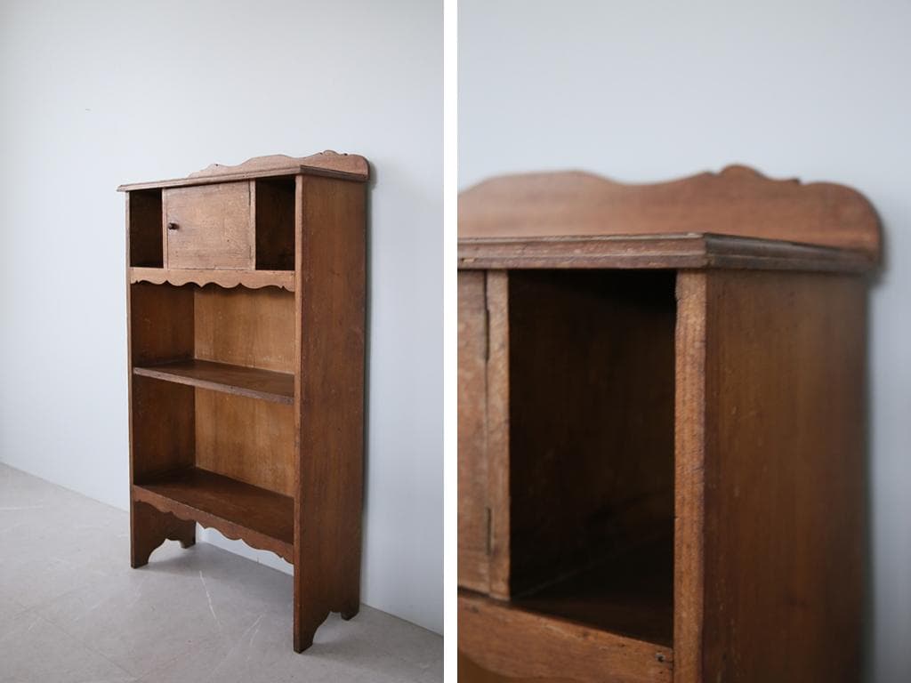 英国アンティーク木製ブックシェルフ/本棚/食器棚/飾り棚/ラック(91-19)