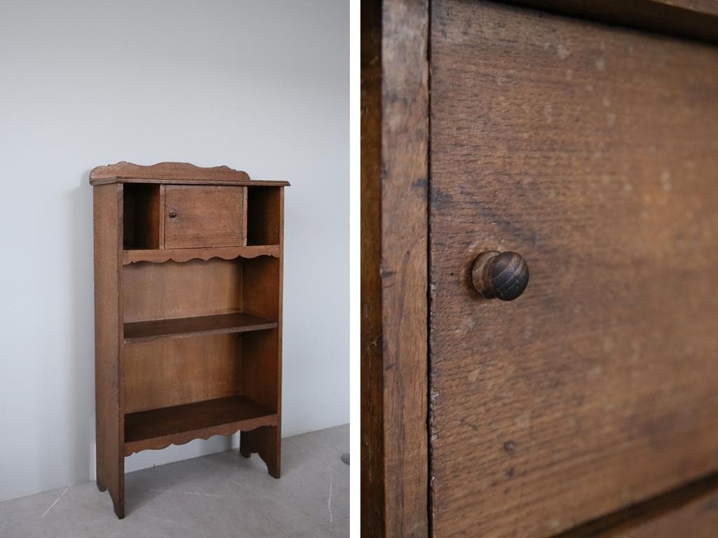 英国アンティーク木製ブックシェルフ/本棚/食器棚/飾り棚/ラック(91-19)