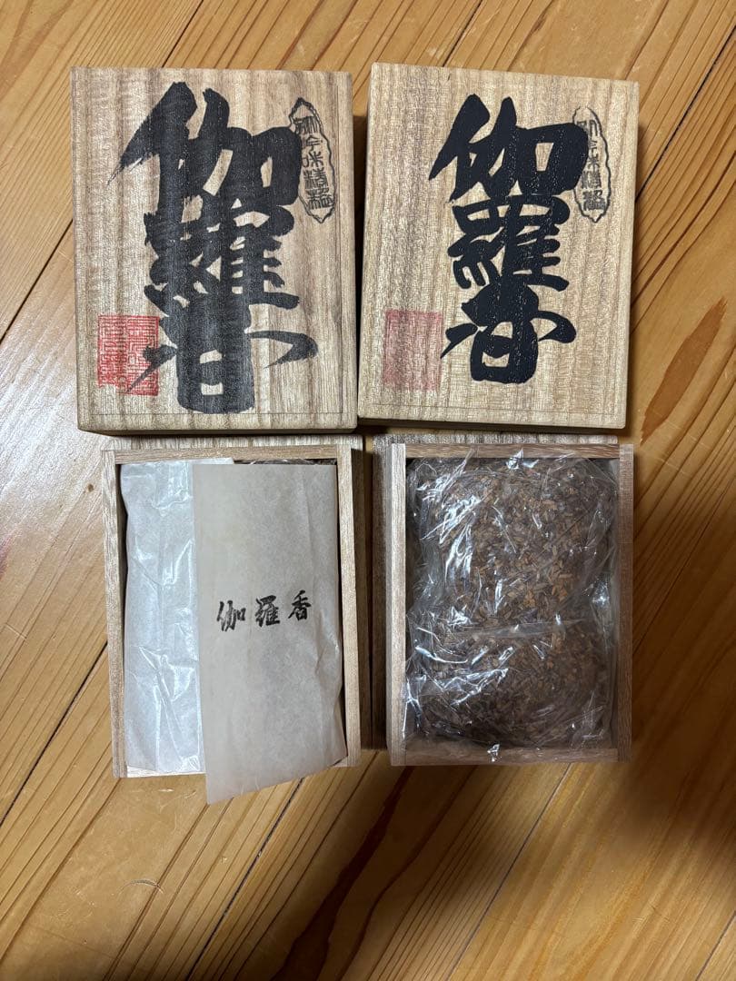 伽羅香5箱セット、沈香 桐箱