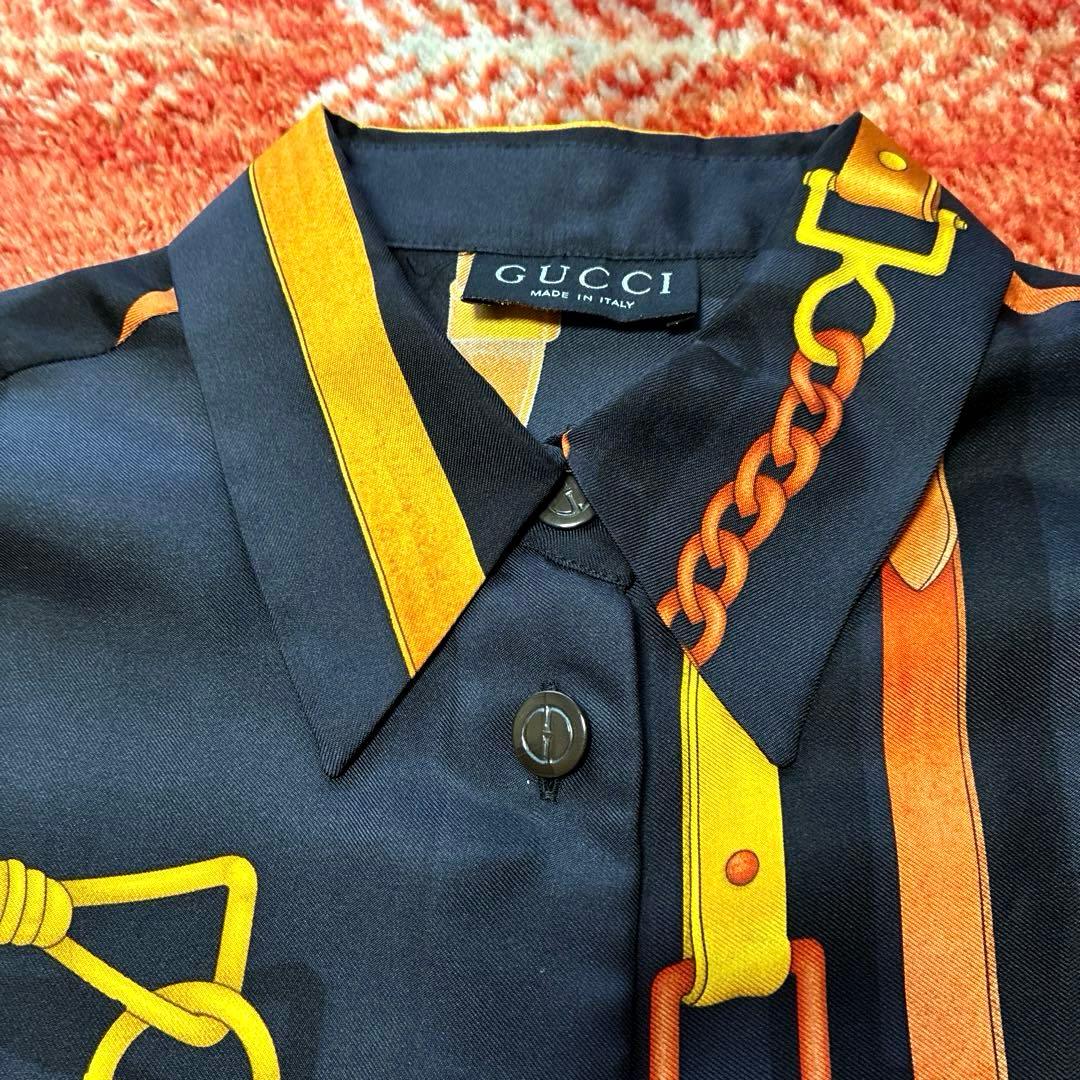 極美品/希少　GUCCI トムフォード期　ホースビット シルクシャツ ベルト柄
