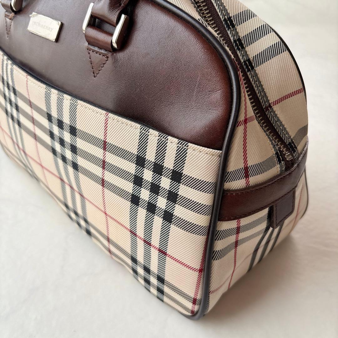 美品 BURBERRY ノバチェック ミニ ボストンバッグ ロゴプレート