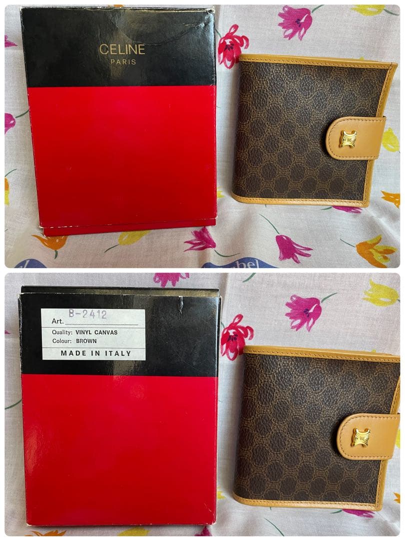 【極美品】 CELINE セリーヌ 二つ折り財布 マカダム柄 ゴールド金具