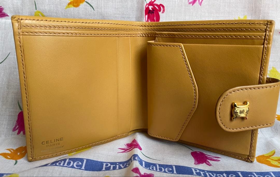 【極美品】 CELINE セリーヌ 二つ折り財布 マカダム柄 ゴールド金具