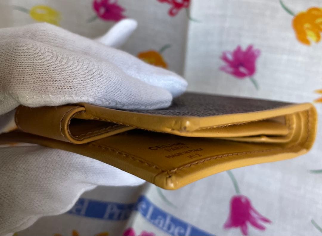 【極美品】 CELINE セリーヌ 二つ折り財布 マカダム柄 ゴールド金具