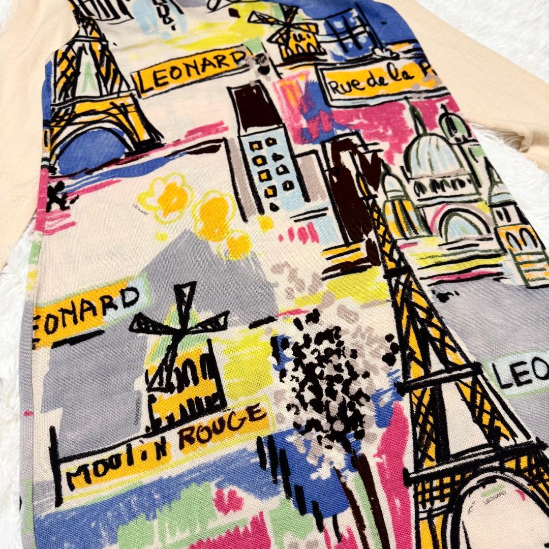 良品✨レオナールスポーツ ニットワンピース 42 ウール100 総柄 上品 希少