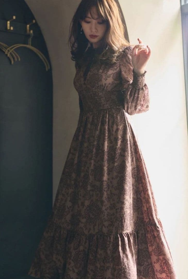 m☆Winter Floral Long-sleeve Dress
