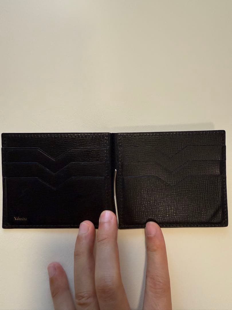 Valextra 黒 レザー マネークリップ