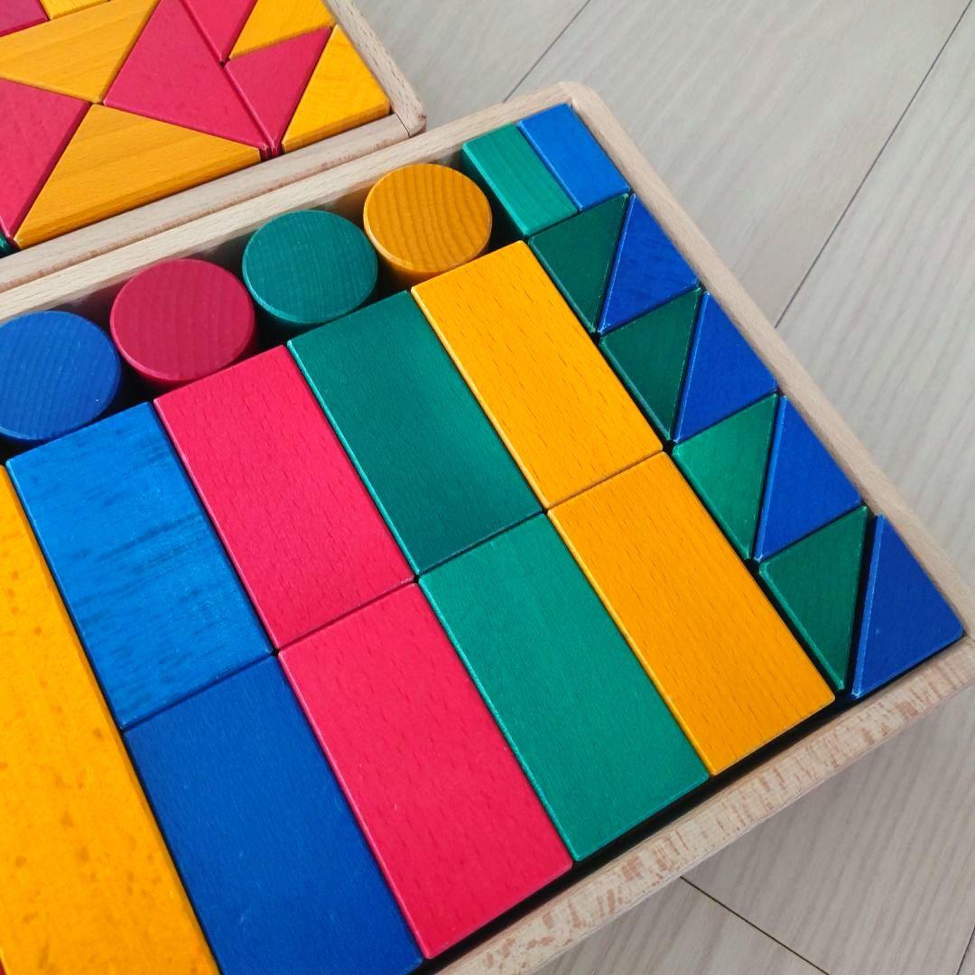 【伸芽会】木製カラフルつみき 80ピースあり 小学校受験