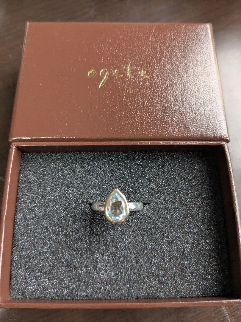 K10　シルバー925 　agete　ブルートパーズコンビリング