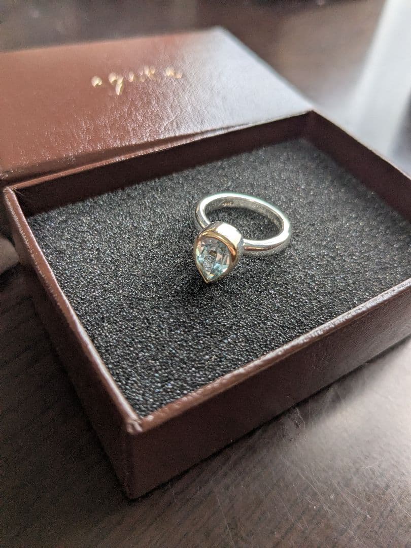 K10　シルバー925 　agete　ブルートパーズコンビリング