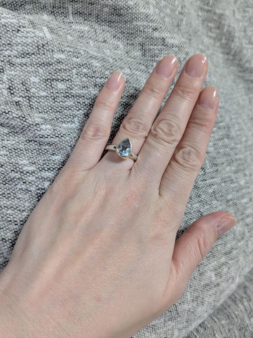 K10　シルバー925 　agete　ブルートパーズコンビリング