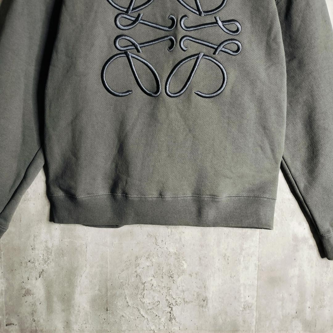 【美品】ロエベ アナグラム ロゴ刺繍 パーカー グレージュ オーバーサイズ