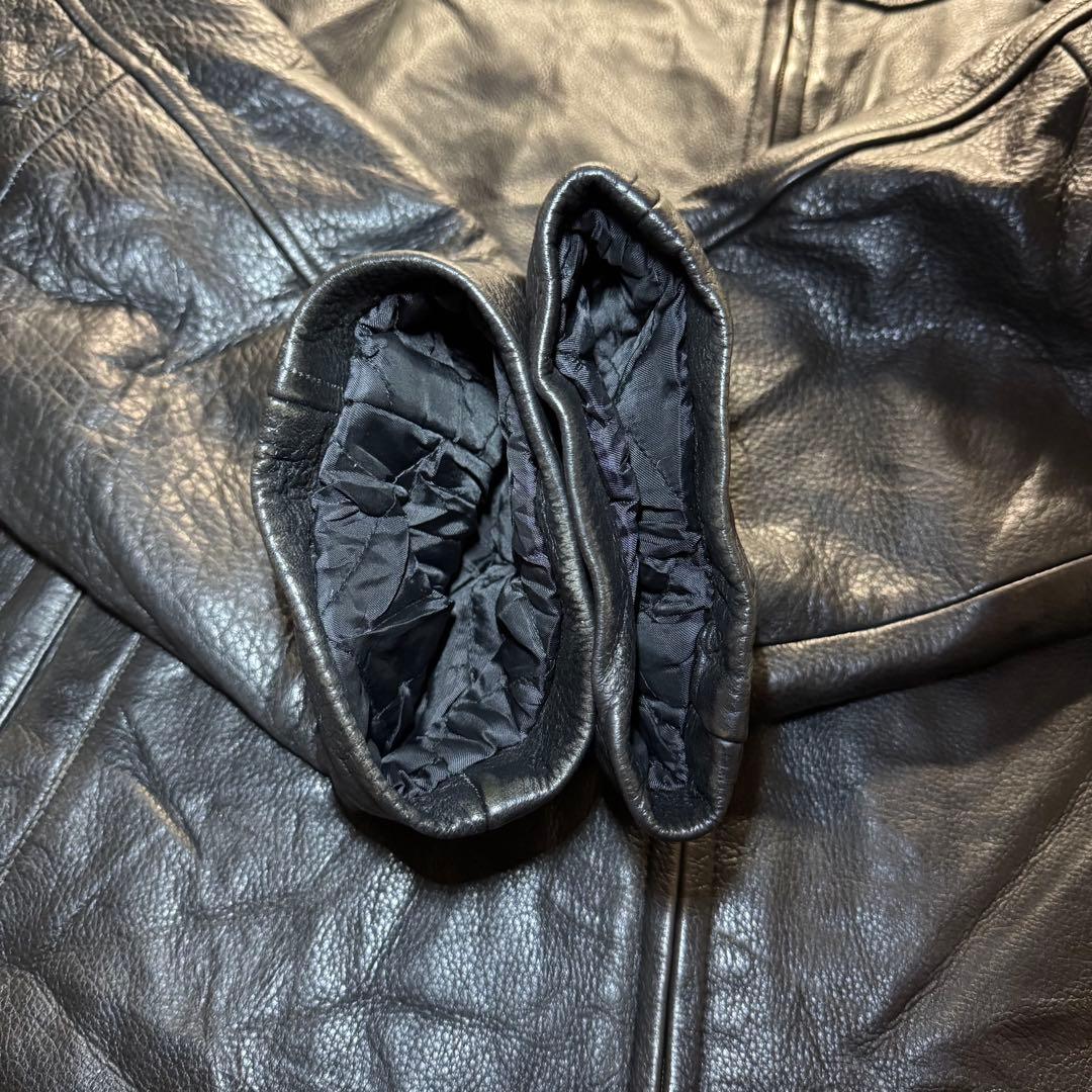 00s エディーバウアー XL レザージャケット　シングルライダース　本革　黒色