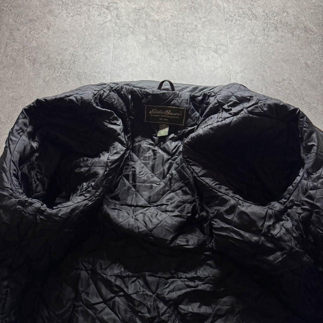 00s エディーバウアー XL レザージャケット　シングルライダース　本革　黒色