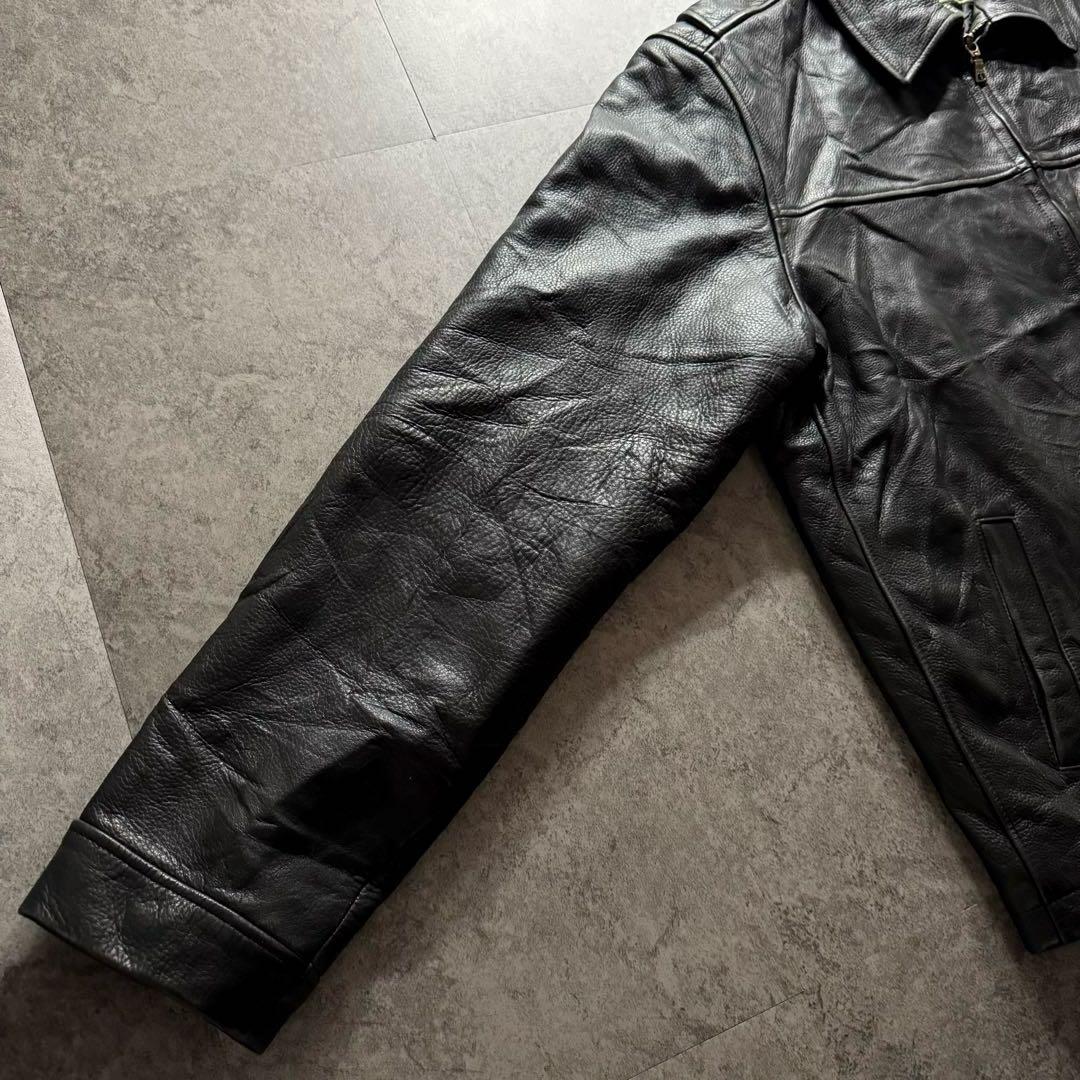 00s エディーバウアー XL レザージャケット　シングルライダース　本革　黒色