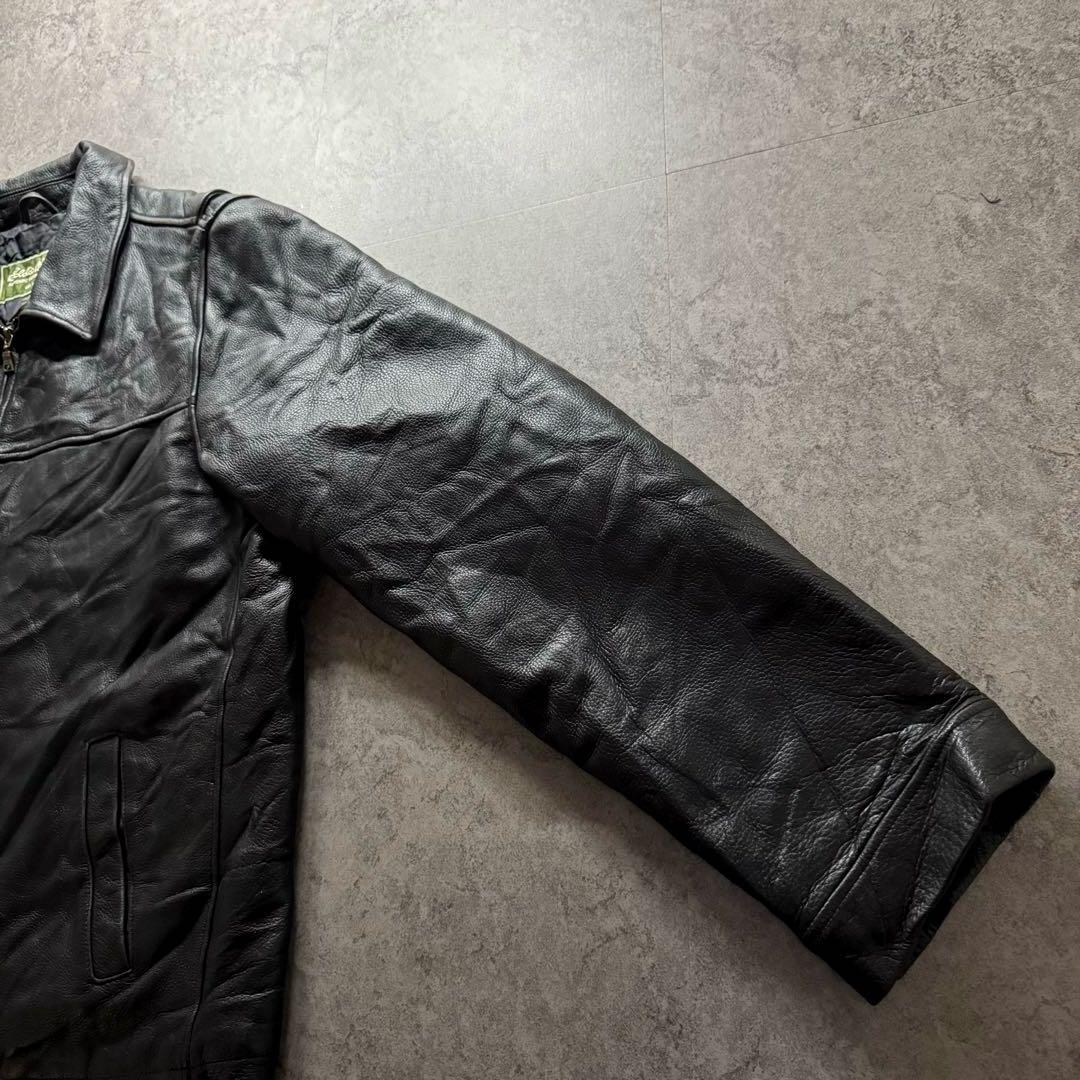 00s エディーバウアー XL レザージャケット　シングルライダース　本革　黒色