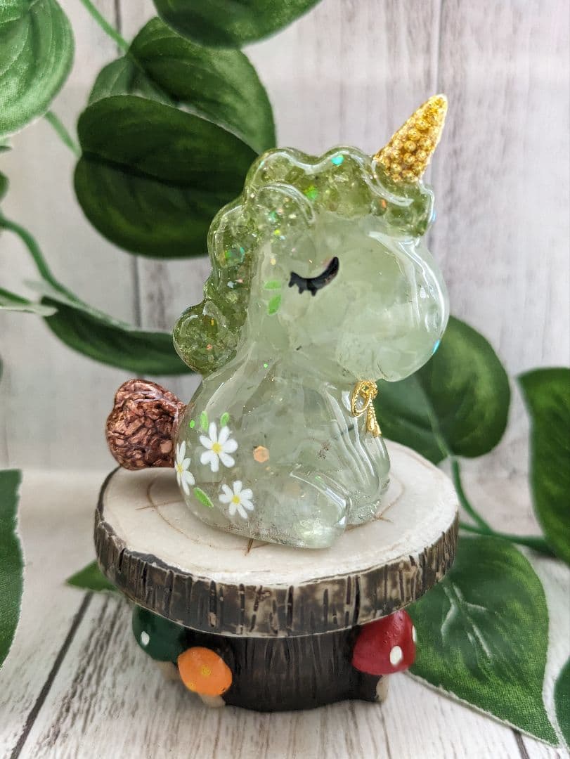 【Milky】ペリドット✕プレナイトのユニコーン形オルゴナイト☆他８点