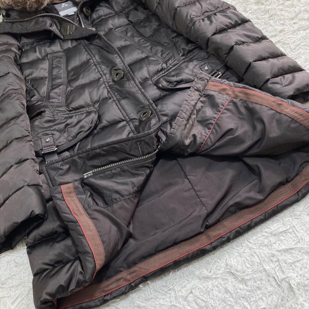 16986✨ピューテリー 42 ロングダウンコート ファー グースダウン 茶色