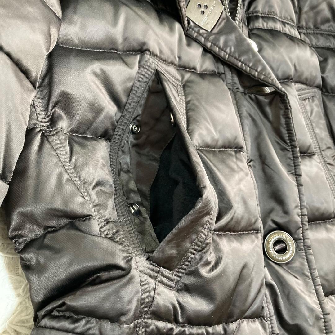 16986✨ピューテリー 42 ロングダウンコート ファー グースダウン 茶色